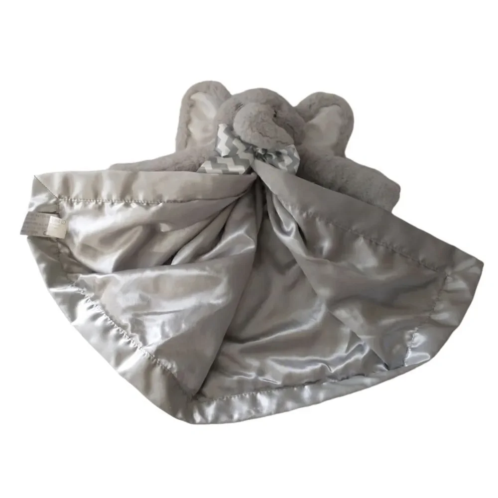 Bearington Baby Elephant Lovey Lil Spout Snuggler Gray Security Blanket Satin.‎